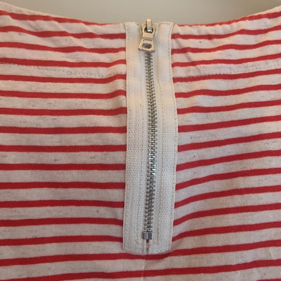 Rebecca Taylor Red & White Striped Peplum 3/4-sleeve Top with Elbow Patches - Picture 3 of 4